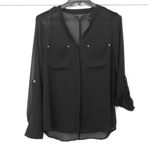 Black sheer Sanctuary top with gold detail